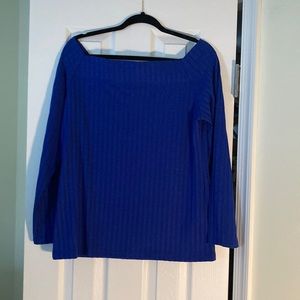 NWOT vibrant cobalt blue, square boatneck sweater